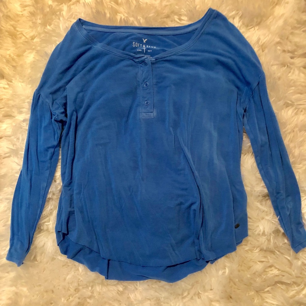 Blue American Eagle Baseball Tee